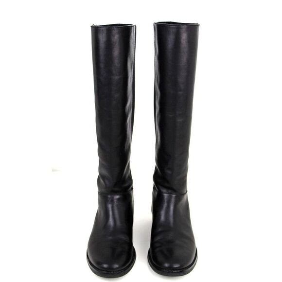 Cole Haan BLACK GENUINE LEATHER SUEDE LOW HEEL ROUND TOE PULL ON TALL BOOTS 7.5B - Picture 7 of 13